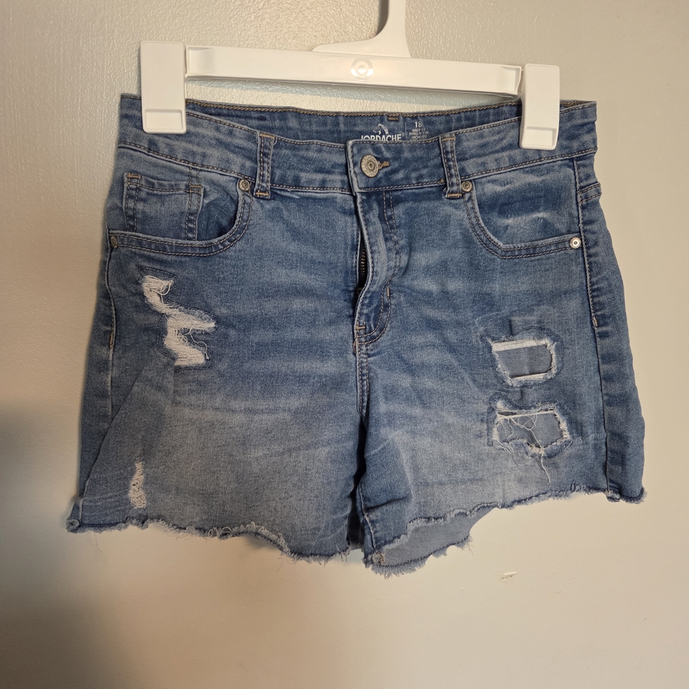 Jordache Light Blue Distressed Denim Jean Shorts